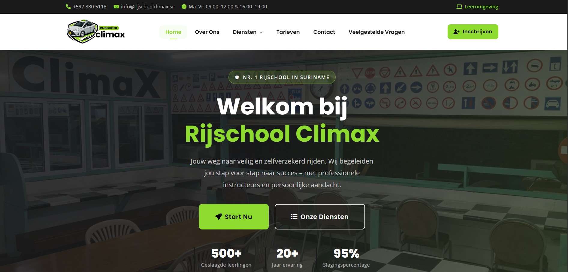 Rijschool Climax Website screenshot
